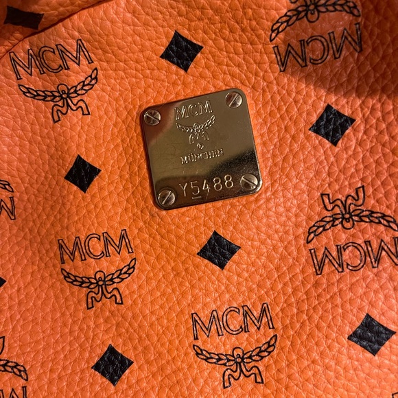 MCM Visetos Side Stud Large Stark Backpack Orange - Picture 14 of 15